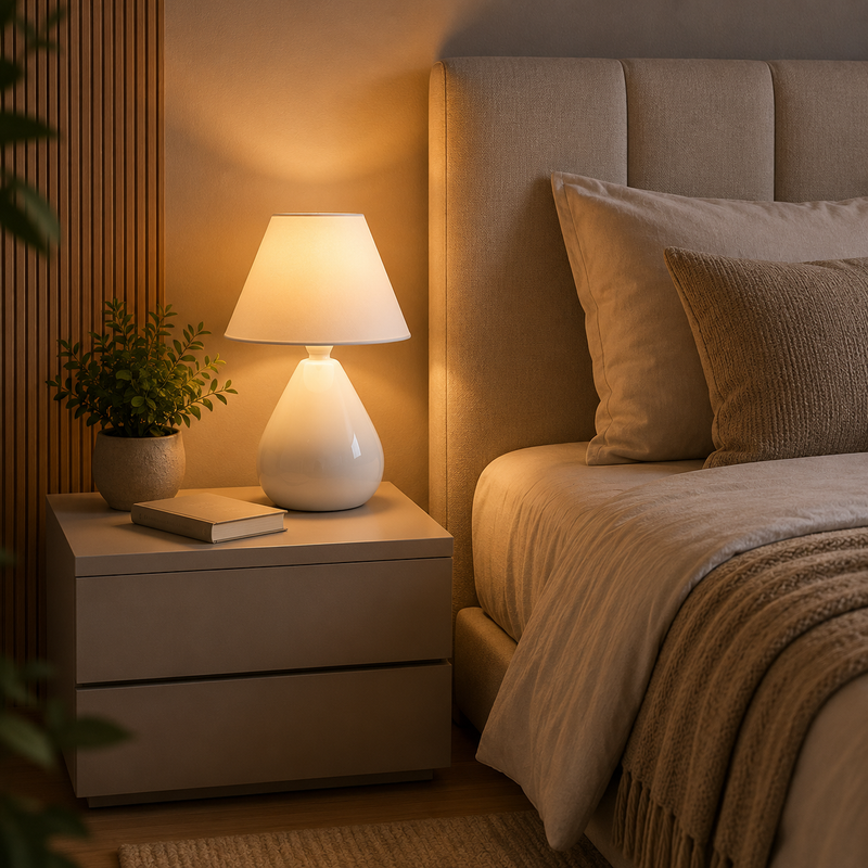 Abajur Luminária de Mesa Cerâmica Gota Cúpula Decorativa para Quarto Sala Escritório