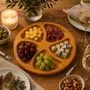 Kit Petisqueira Redonda Para Frios Queijo Com Molheira e Garfinhos para Petiscos Aperitivos