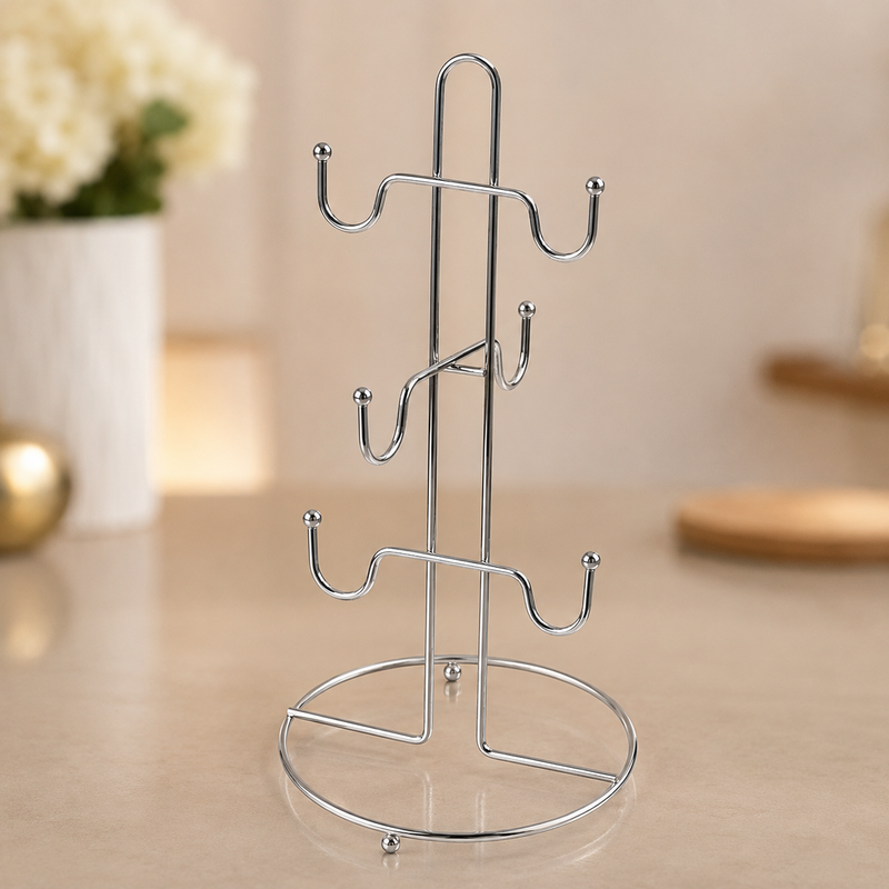 Suporte para Xícaras Inox Porta Xícaras e Canecas de Metal para Cantinho do Café