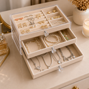 Porta Joias Acrílico Luxo com 3 Camadas  Organizador para Anéis Brincos Colares Pulseiras
