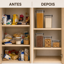 Kit 5 Potes Herméticos Caspara Mantimentos – Organizadores Empilháveis com Vedação em Silicone BPA Free