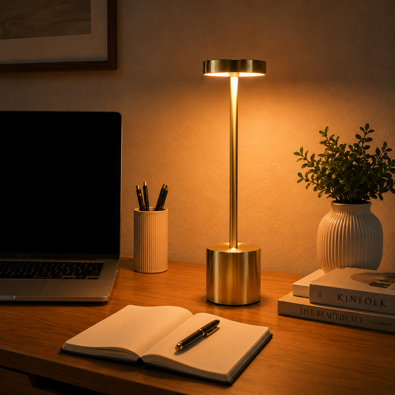 Luminária de Mesa LED Recarregável com Toque Touch Moderno