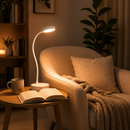 Luminária de Mesa LED Articulável com 3 Níveis para Estudo e Trabalho Recarregável USB