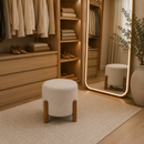 Puff Apollo Luxo Linho Decorativo para Sala Quarto e Escritório