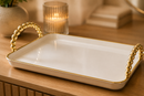Bandeja Decorativa Luxo com Borda Dourada Retangular