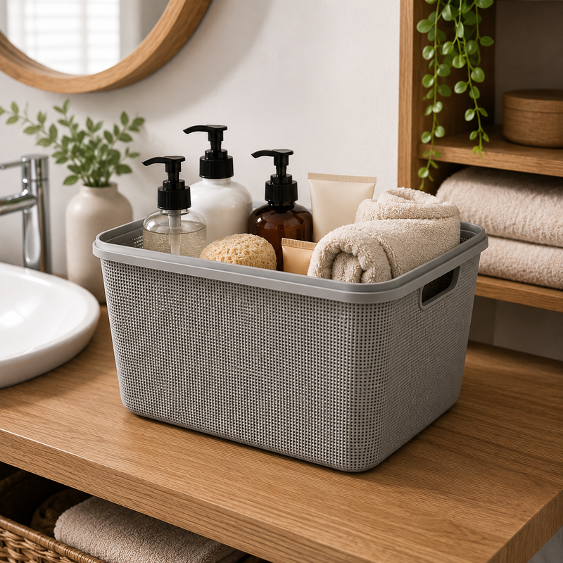Caixa Organizadora com Tampa 22L – Armazenamento Inteligente para Cozinha, Banheiro e Casa