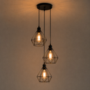 Lustre Pendente Diamante Triplo Aramado de Teto Moderna