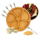 Kit Petisqueira Redonda Para Frios Queijo Com Molheira e Garfinhos para Petiscos Aperitivos