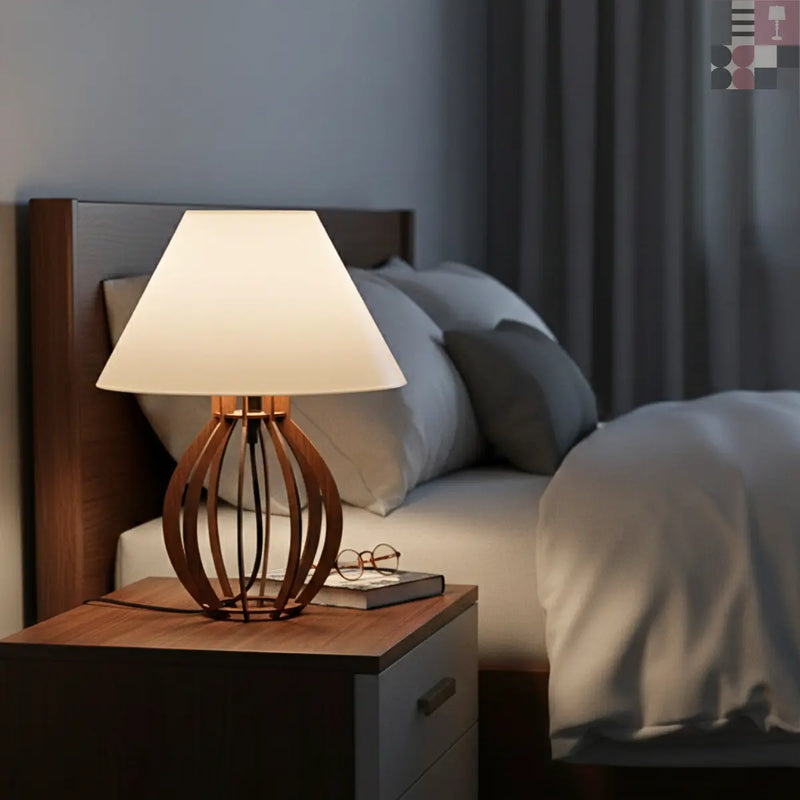 Kit 2 Abajur Luminária de Mesa Branco Moderno Mdf Bivolt Para Quarto Sala Escritório Decoração
