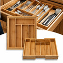 Porta Talheres de Bambu Extensível Organizador de Gavetas Ajustável para Cozinha