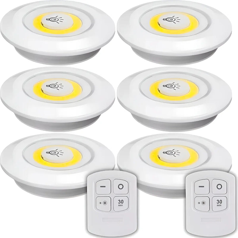 Kit 3 Luminárias LED Adesiva Spot Sem Fio com Controle Remoto para Armário Cozinha Closet