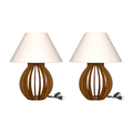 Kit 2 Abajur Luminária de Mesa Branco Moderno Mdf Bivolt Para Quarto Sala Escritório Decoração