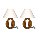Kit 2 Abajur Luminária de Mesa Branco Moderno Mdf Bivolt Para Quarto Sala Escritório Decoração