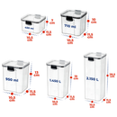 5 Potes Herméticos para Mantimentos Dispensa Armário Potes Plástico