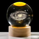 Luminária 3D Cristal de Mesa Decorativa USB Bola de Cristal Lua Galáxia Terra