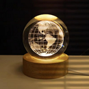 Luminária 3D Cristal de Mesa Decorativa USB Bola de Cristal Lua Galáxia Terra