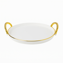 Bandeja Decorativa Luxo com Borda Dourada
