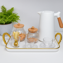 Bandeja Luxo Borda Dourada Decorativa com alças Grande Banheiro Lavabo Multiuso Cantinho do Café