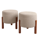 Puff Apollo Luxo Linho Decorativo para Sala Quarto e Escritório