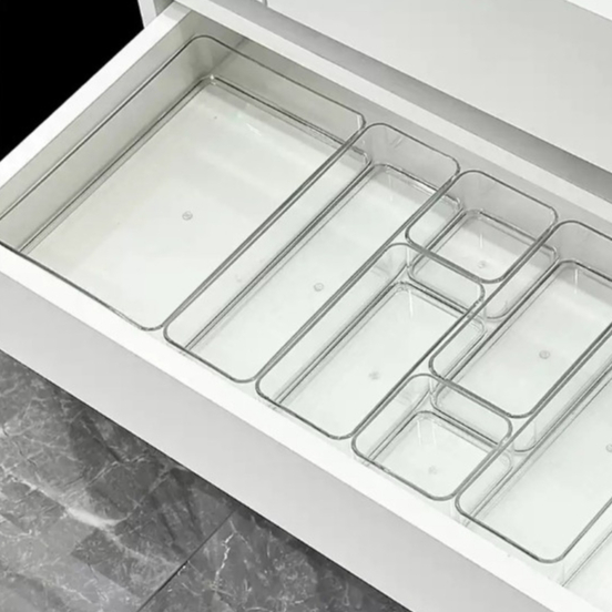 Kit 7 Organizadores Multiuso para Gavetas, Armários, Geladeiras Potes em Acrílico