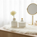 Kit Decorativo com Detalhe Dourado 3 Peças Vaso Bandeja e Porta Objetos