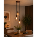 Luminária Teto Conjunto Lustre Pendente Diamante Triplo e-led Aramado Cozinha Sala Quarto Lavabo