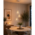 Luminária Teto Conjunto Lustre Pendente Diamante Triplo e-led Aramado Cozinha Sala Quarto Lavabo
