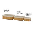 Cesto de Bambu Organizador Forrado Retangular Banheiro Multiuso Roupa Suja Lavanderia