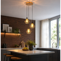Luminária Teto Conjunto Lustre Pendente Diamante Triplo e-led Aramado Cozinha Sala Quarto Lavabo