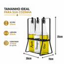 Galheteiro Porta Azeite Vidro 3 Potes 370ml Vinagreiro Azeiteiro Suporte Ferro