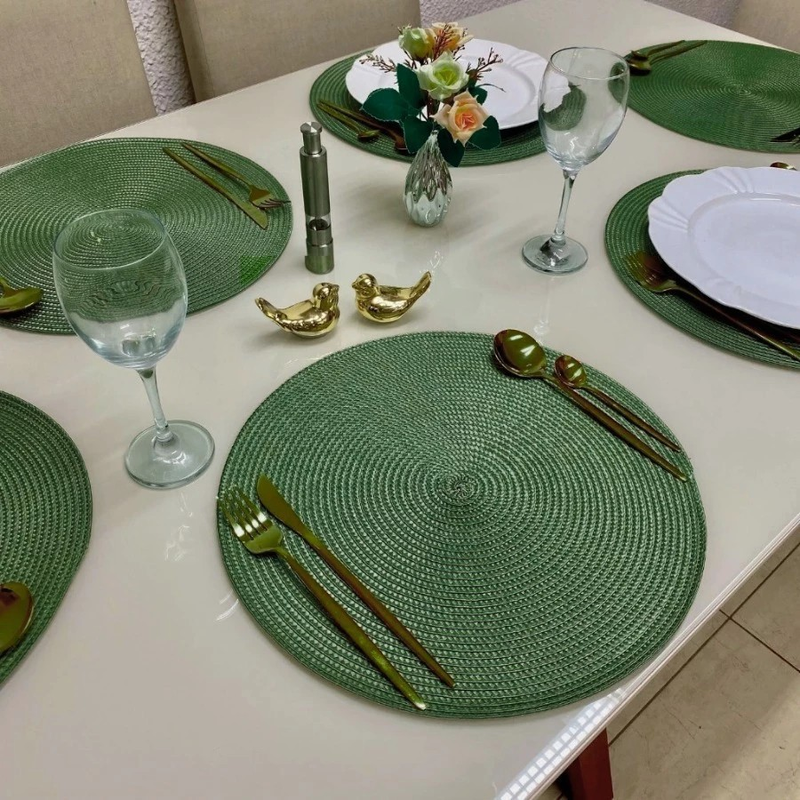 Kit Jogo Americano Redondo 2, 4 ou 8 Peças Elegante para Mesa Posta