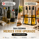 Galheteiro Porta Azeite Vidro 3 Potes 370ml Vinagreiro Azeiteiro Suporte Ferro