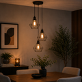 Luminária Teto Conjunto Lustre Pendente Diamante Triplo e-led Aramado Cozinha Sala Quarto Lavabo